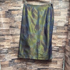 Richard Tyler Couture Floral Blue and Green Midi Skirt
